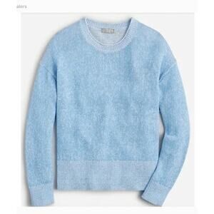 J. Crew Knit Cotton & Linen Blend Crewneck Relaxed Beach Sweater Size Small Blue